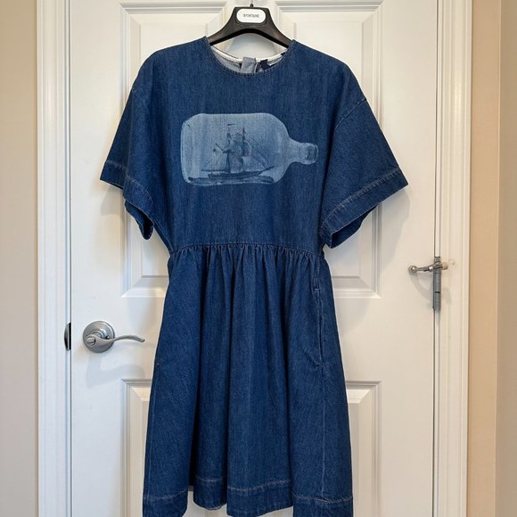 SOLD! Sportmax Max Mara Label-cut Denim Slim Fit Short Dress Size: US4 Spring - Picture 5 of 15